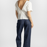 Textured White V - Back Shirt - Gauchere