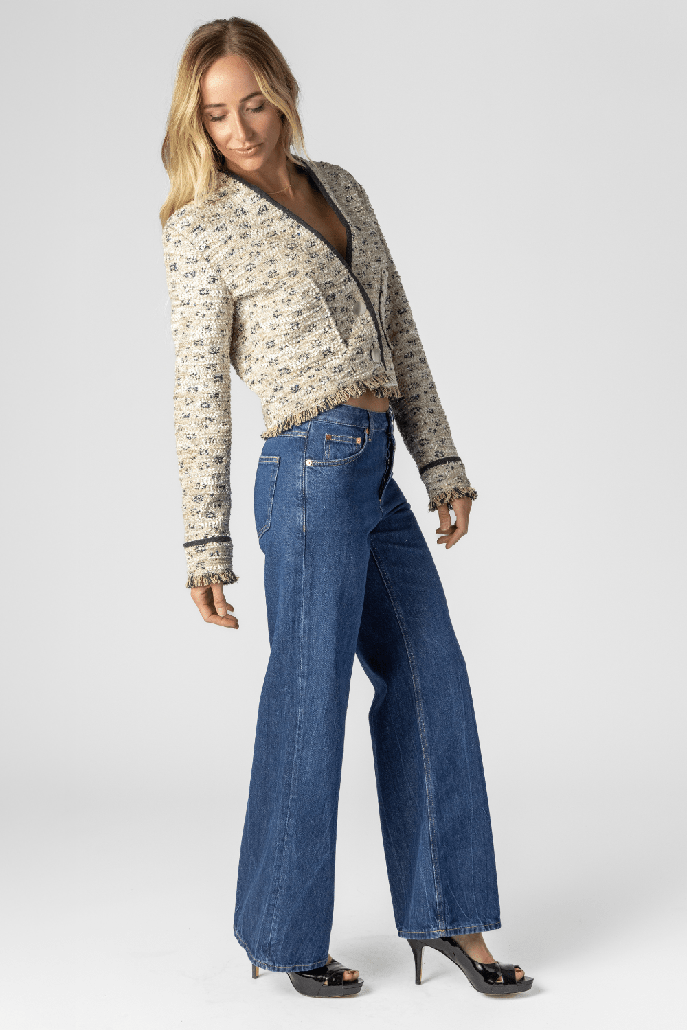 Tweed Jacquard Cropped Jacket - The Posh Peacock