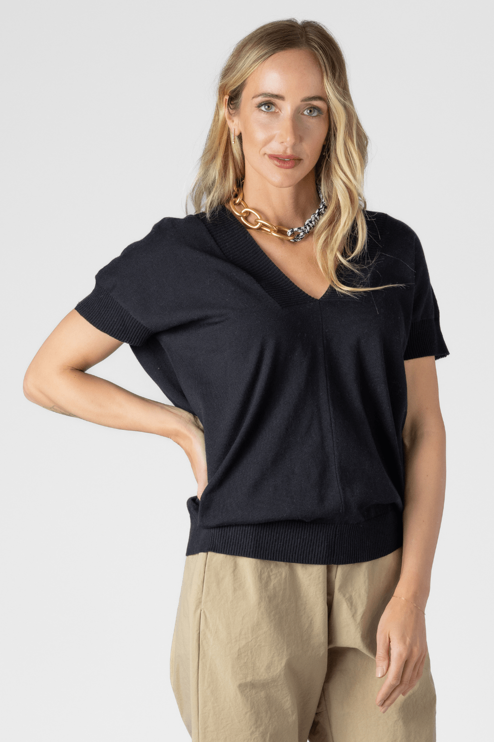 V Neck Knit Top - Plan C