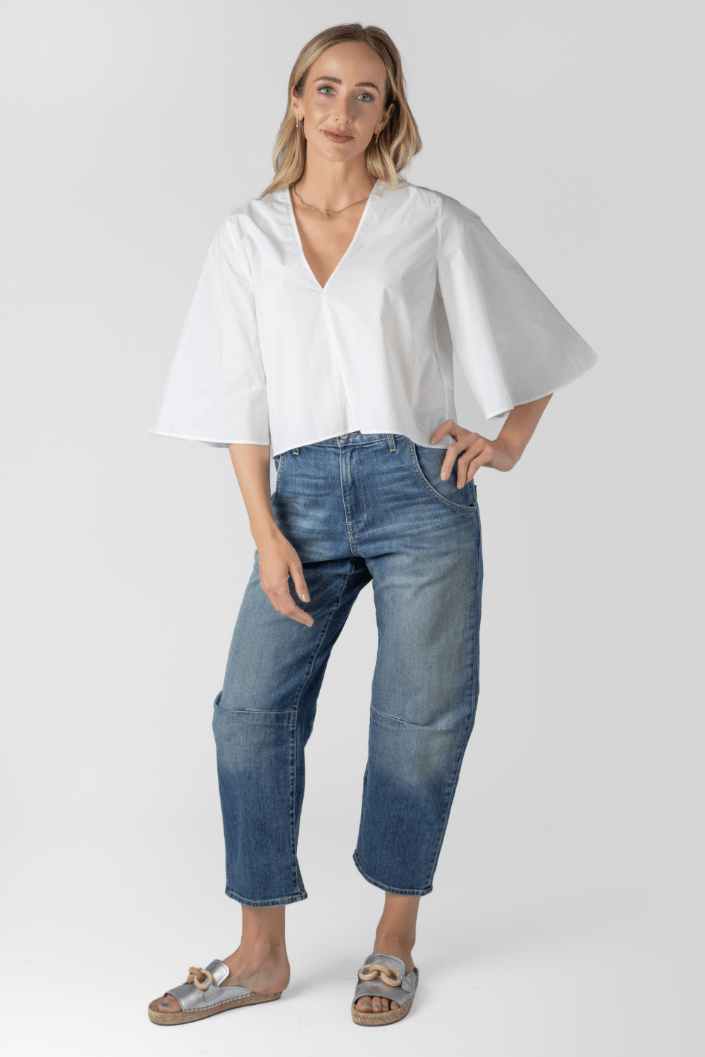 V - neck top in Cotton Poplin - Forte Forte