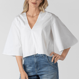 V - neck top in Cotton Poplin - Forte Forte