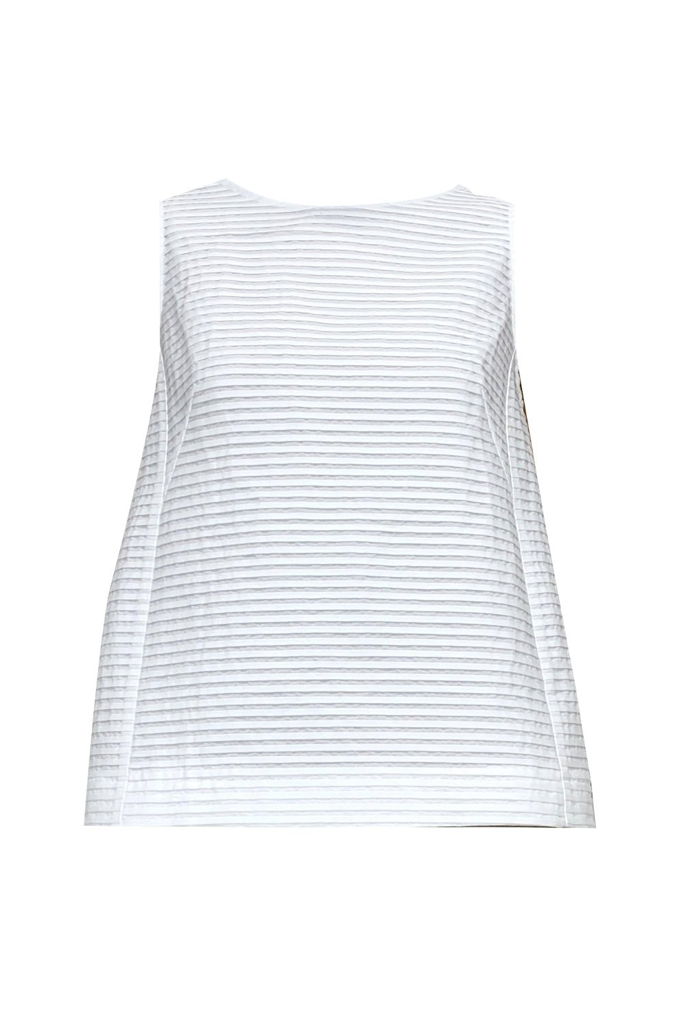 White Textured Cotton Sleeveless Top - The Posh Peacock