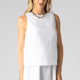 White Textured Cotton Sleeveless Top - Odeeh