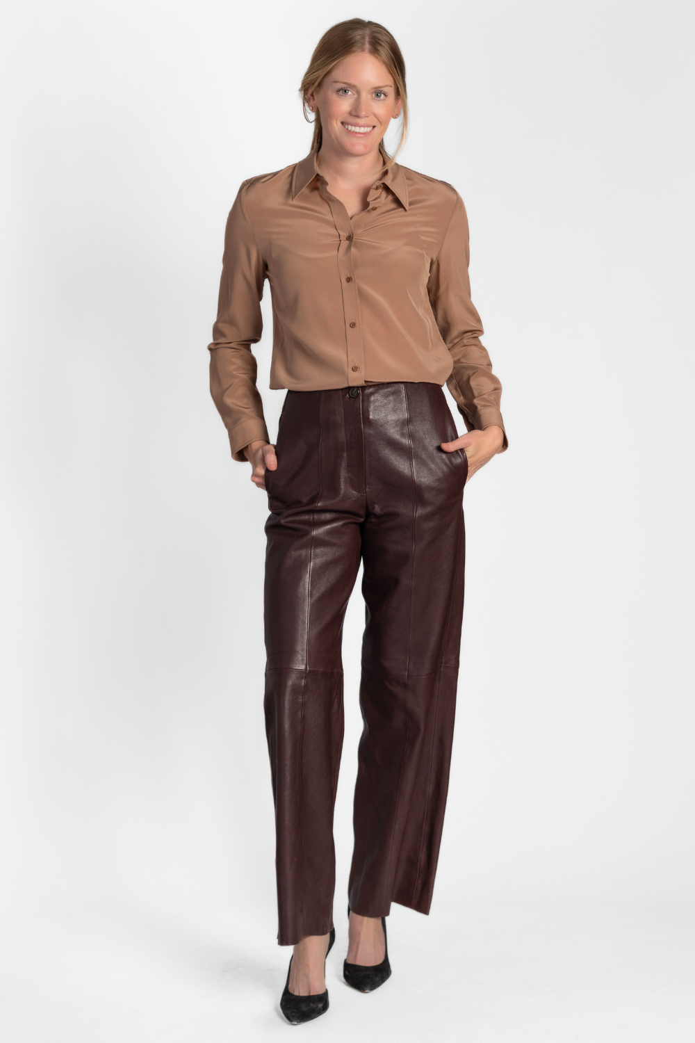 Nappa Leather Trousers + Simone Blouse