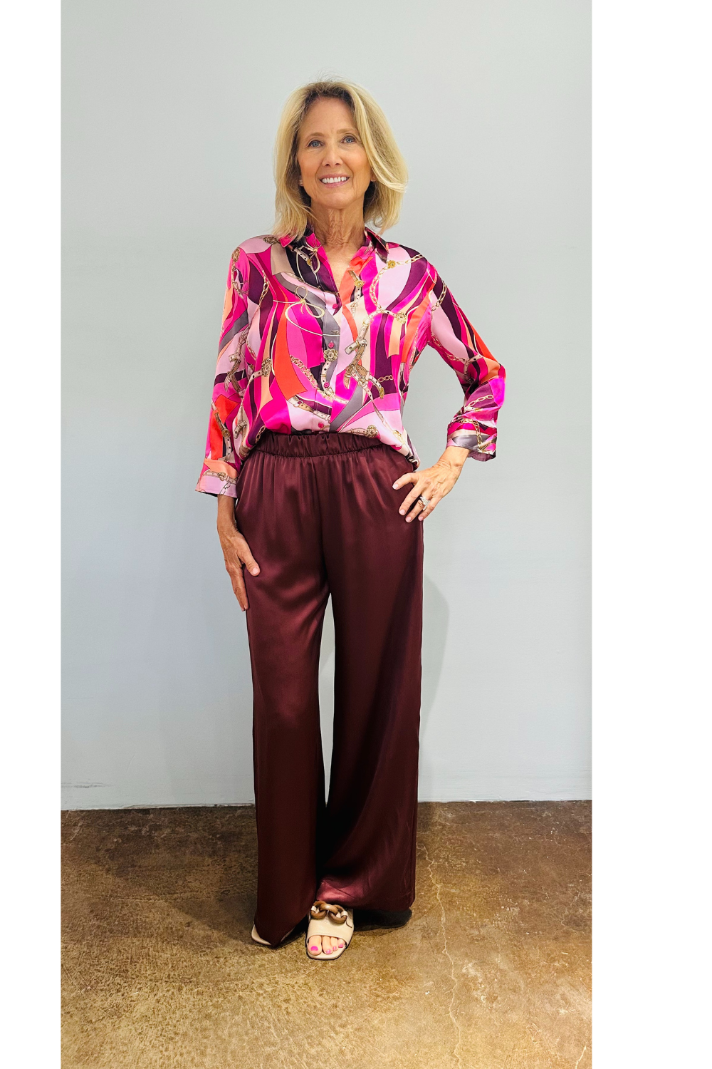 Danni Pink Blouse + Cimarron Silk Pant