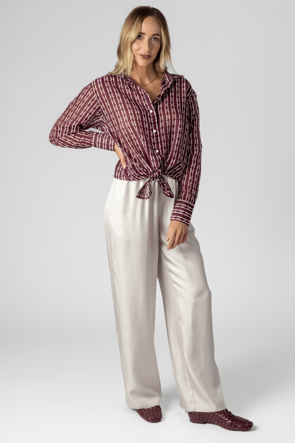 ChaOnette  Top + Wide Leg Silk Trouser