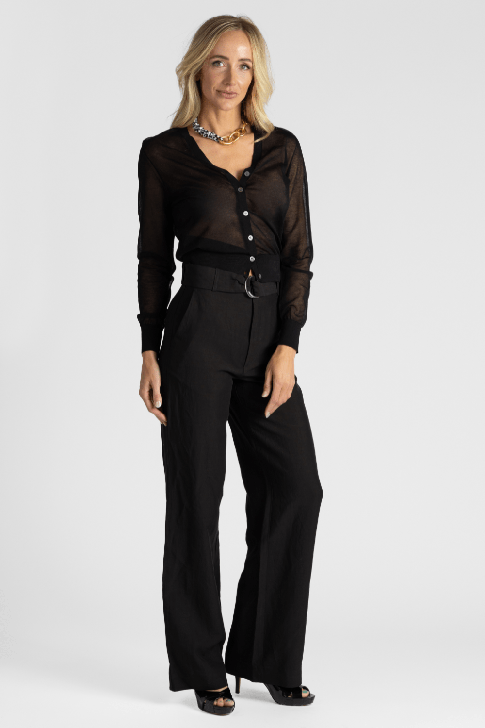 Etreat Cotton Cardigan + Black Cotton Pant