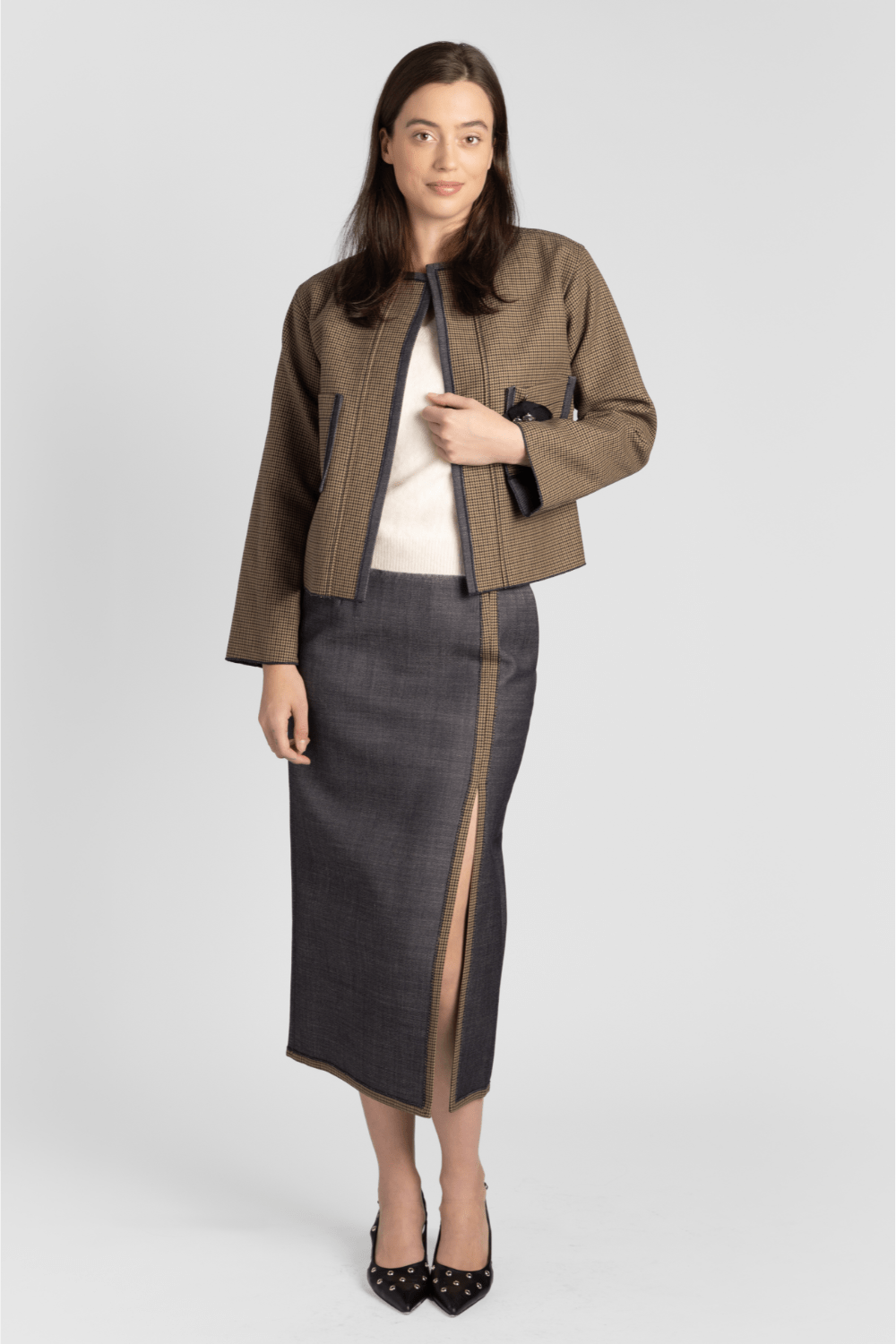Lovisa Cashmere Top + Denim Skirt