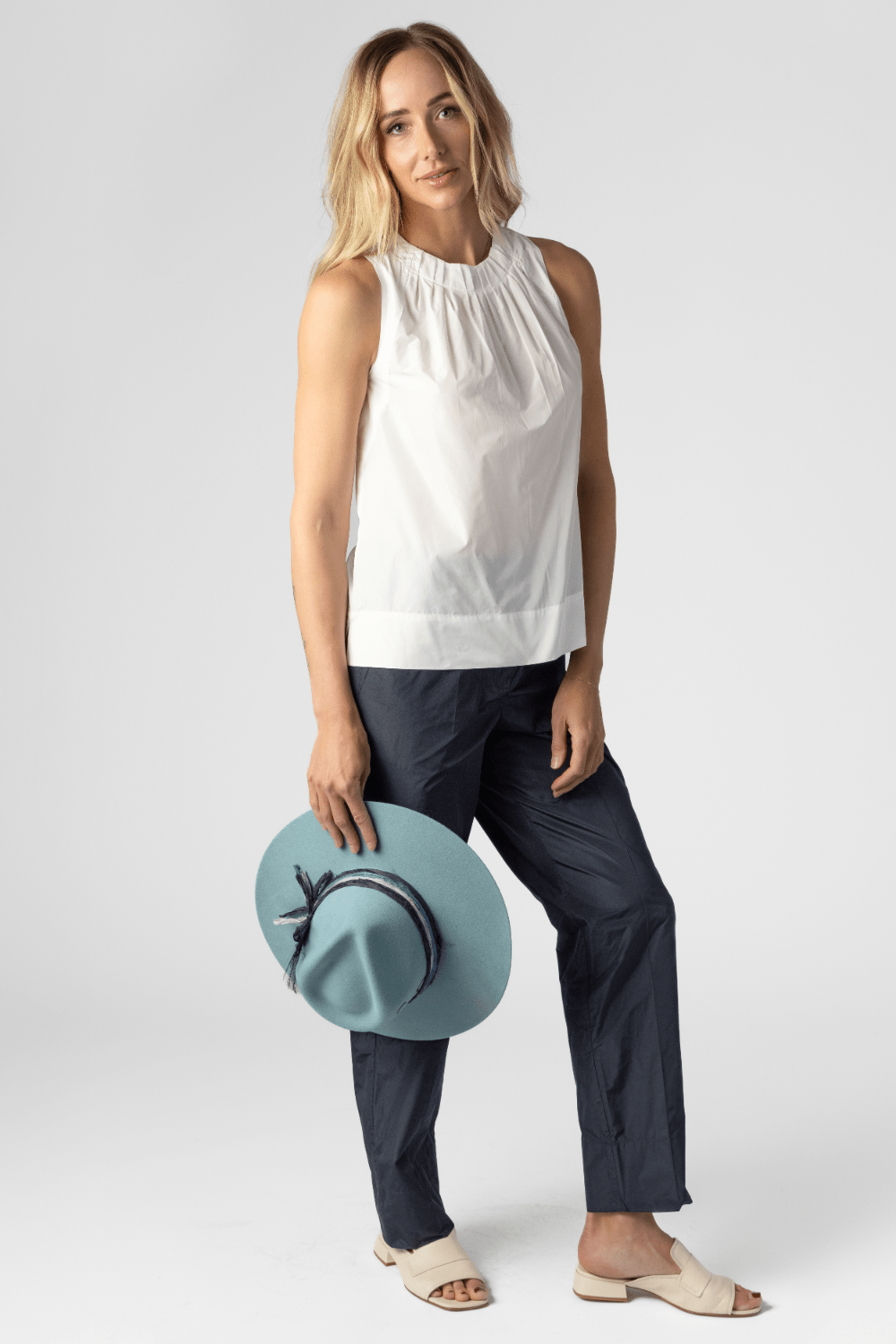 Sleeveless Taffeta Top + Taffeta Pant