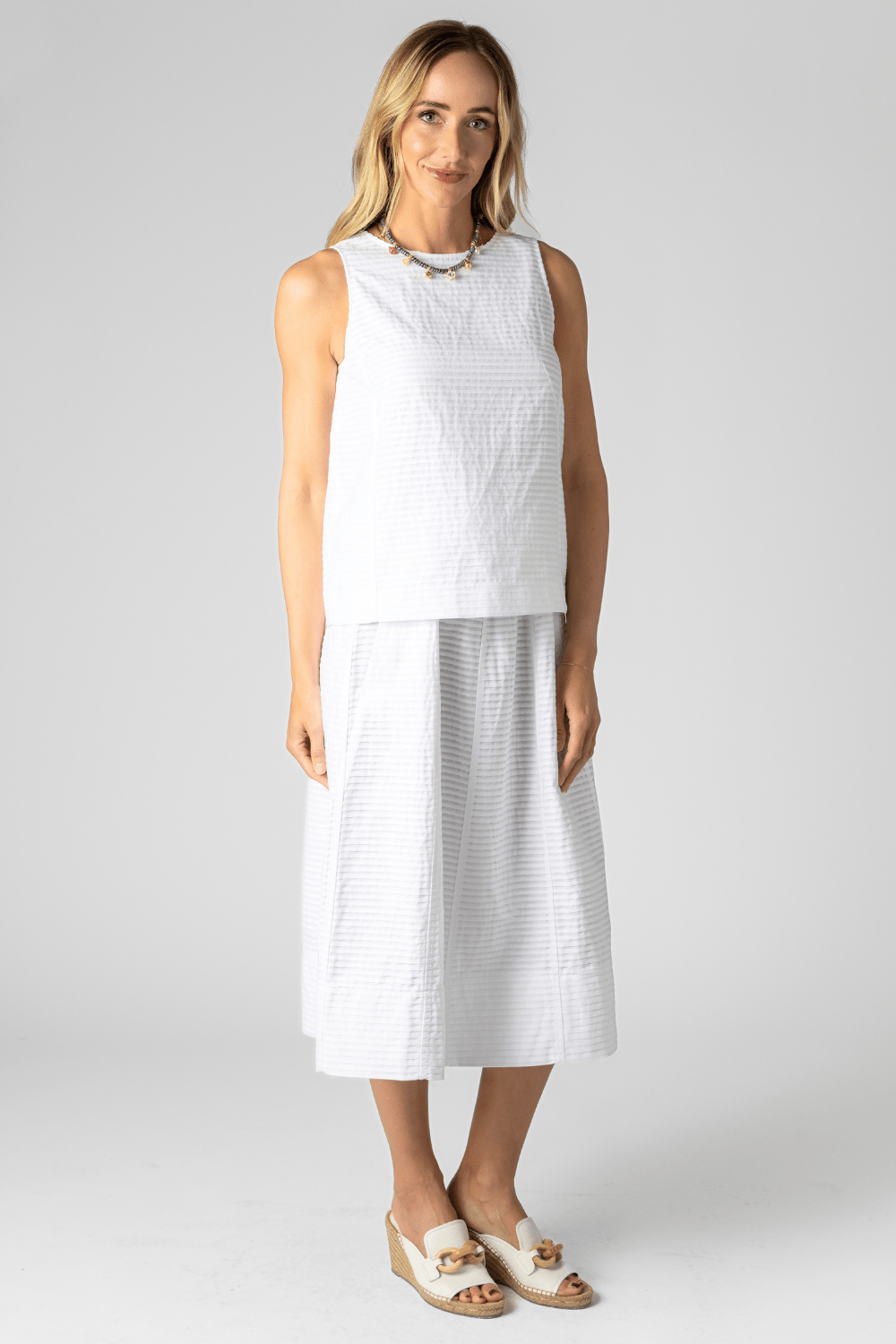 Textured Sleeveless Top + Textured Skirt