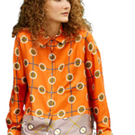 Orange Print Silk Blouse - The Posh Peacock