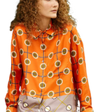 Orange Print Silk Blouse - The Posh Peacock