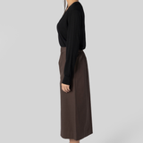 Straight Slit Brown Skirt
