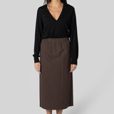 Straight Slit Brown Skirt