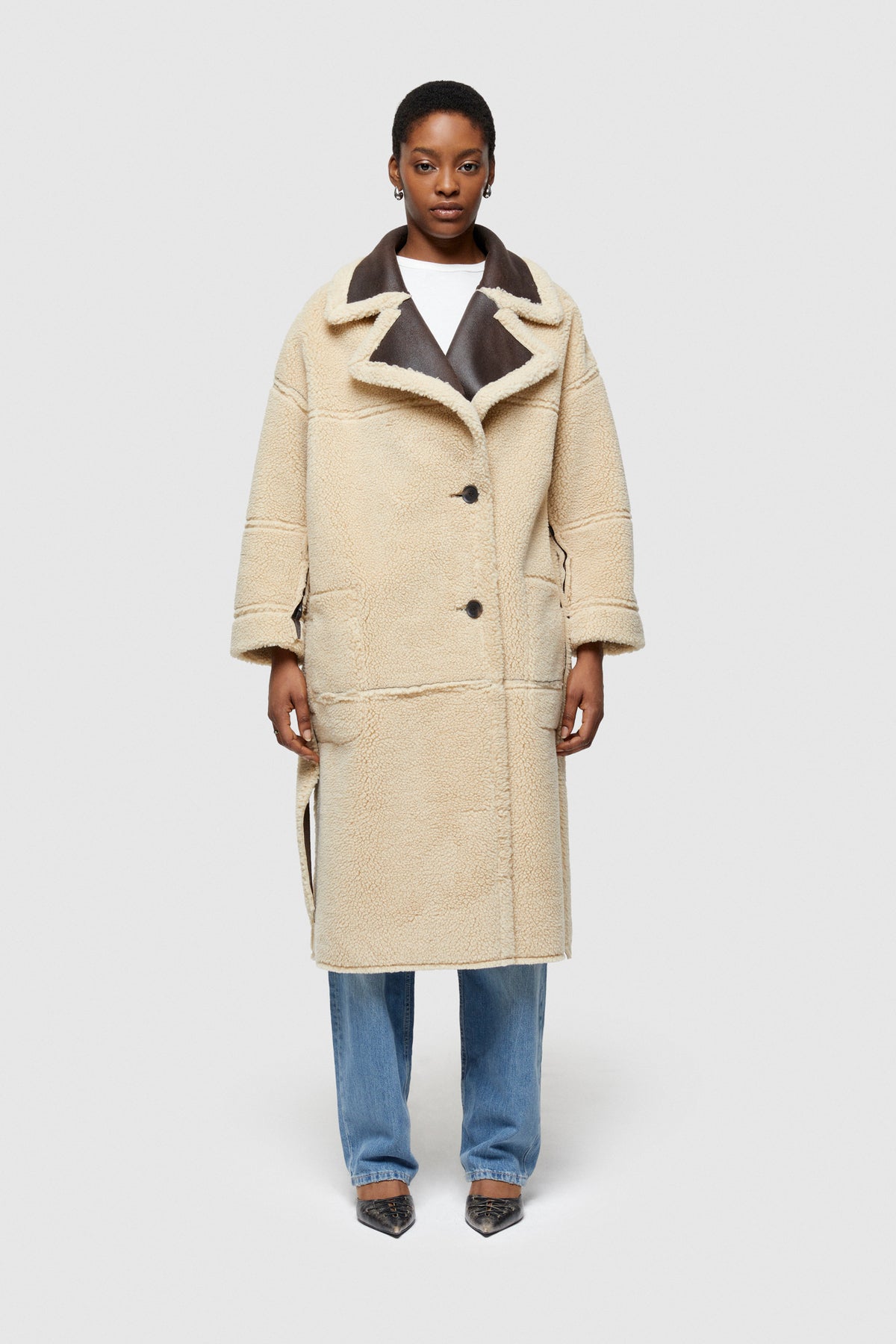 Sheepskin Reversible Long Coat - The Posh Peacock