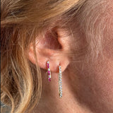 Lee Jones Collection Diamond/Pink Sapphire/Ruby Small Paperclip Hoop Earrings