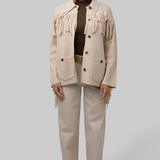The Western Fringe Sweater Jacket - Natural