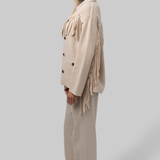 The Western Fringe Sweater Jacket - Natural