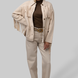 The Western Fringe Sweater Jacket - Natural