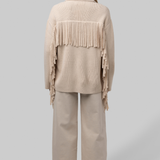 The Western Fringe Sweater Jacket - Natural