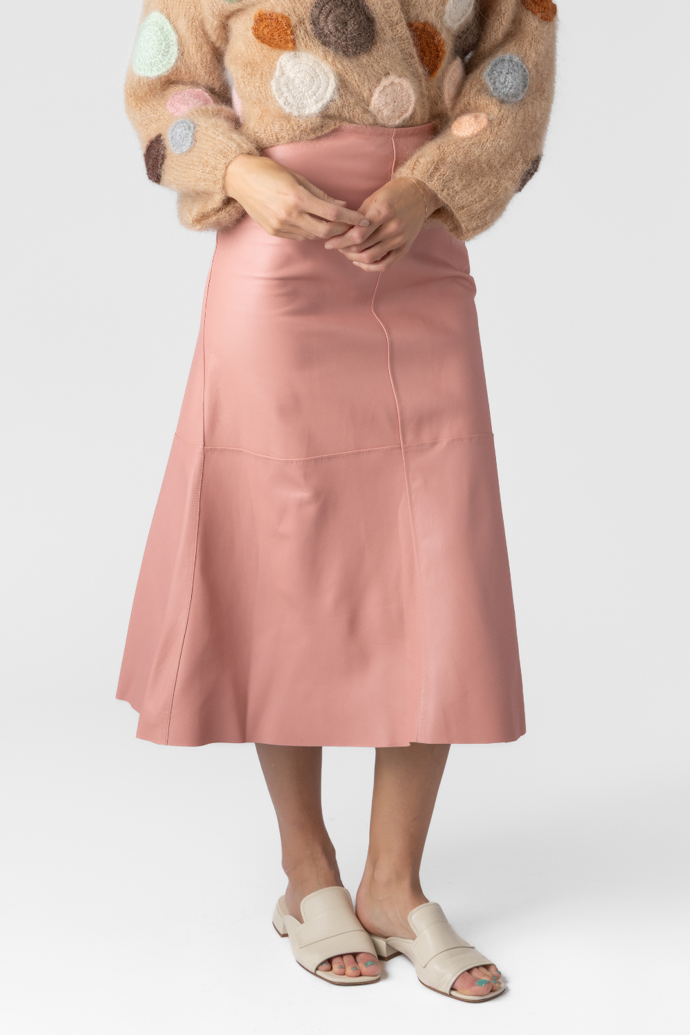 Nappa Leather Midi Skirt - The Posh Peacock