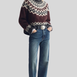Isaline Fair Isle Sweater Burgundy
