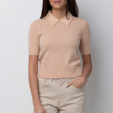 Cashmere Gauze Short Sleeved Polo Shirt