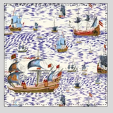Carre Scarf 15th Century Sailing Ships Print