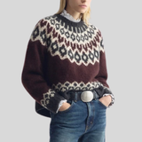 Isaline Fair Isle Sweater Burgundy