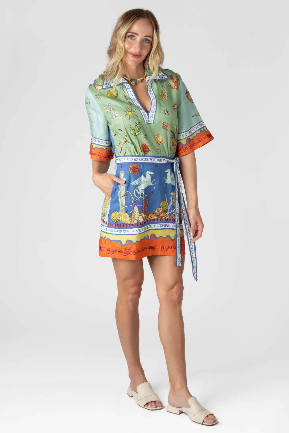 Surrealist Summer V Mini Dress - The Posh Peacock