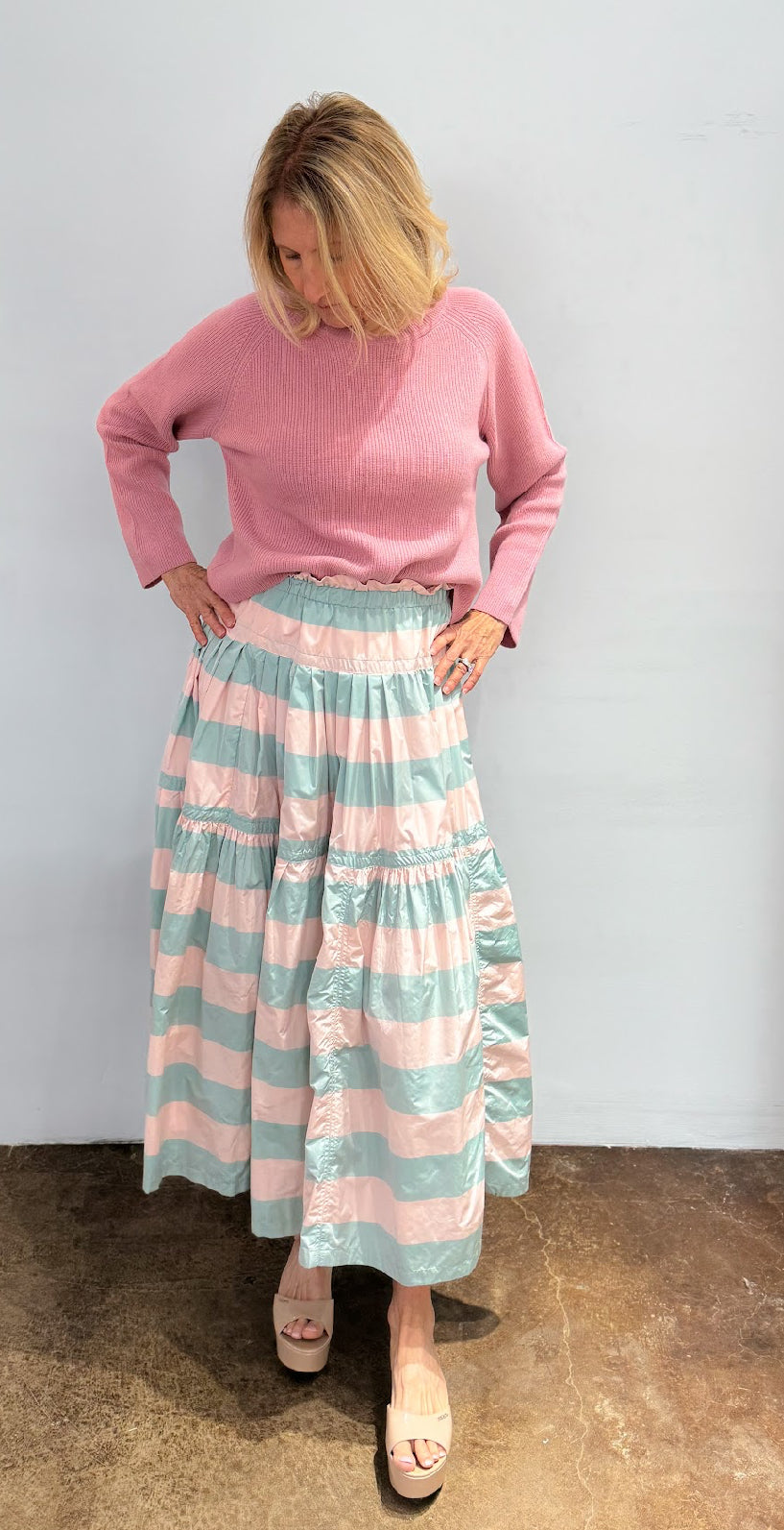 Taffeta Block Stripe Skirt - The Posh Peacock