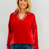 Alix of Bohemia Dylan Ruby Red Velvet Top - The Posh Peacock