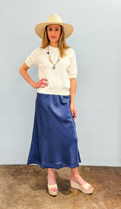 Brazeau Tricot Garbo Slate Midi Skirt - The Posh Peacock