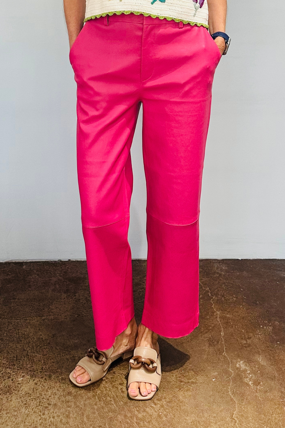 Allessandro Sweater + Pink Leather Trouser