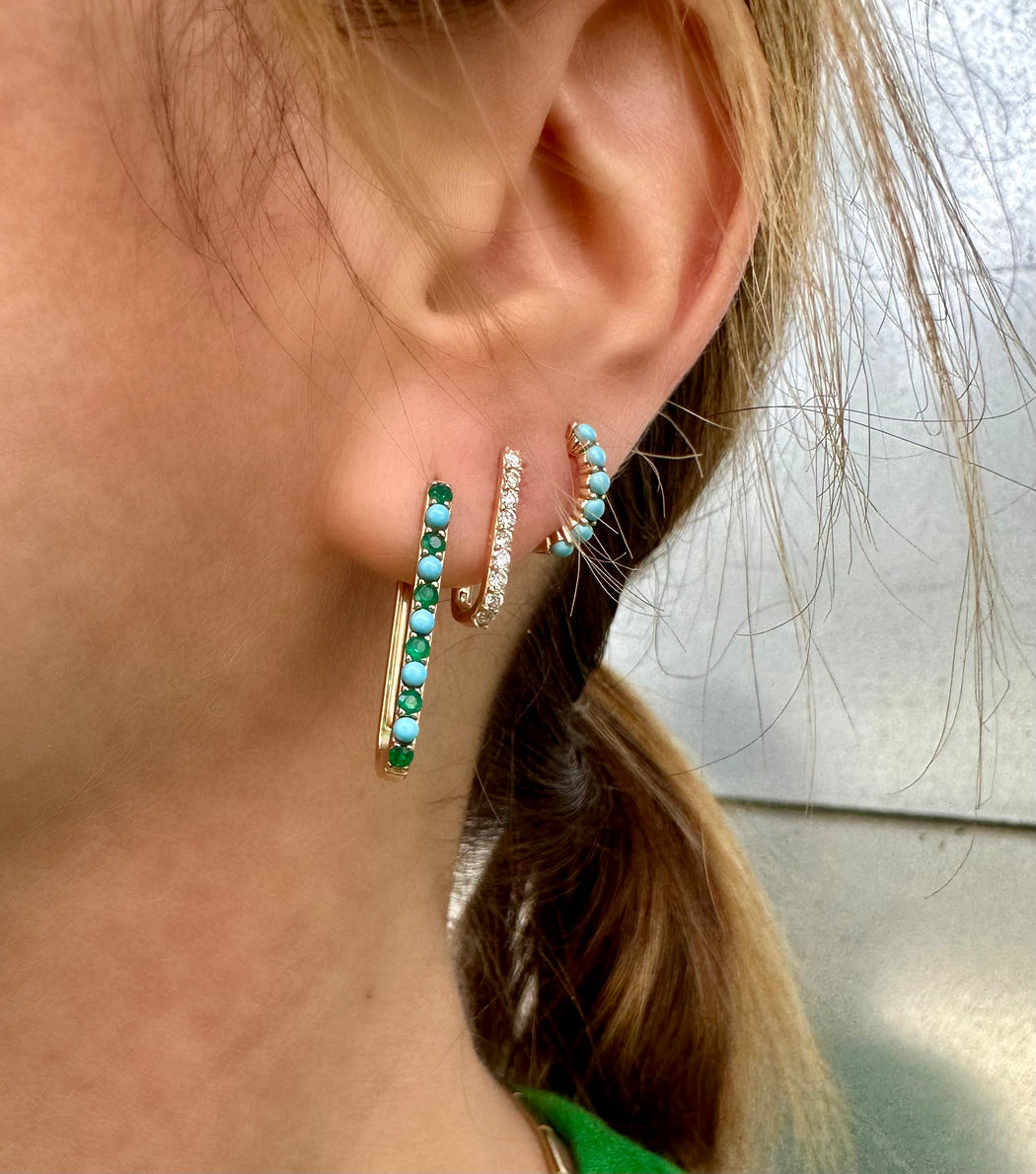 Diamond Paperclip Small Hoop Earrings - The Posh Peacock