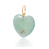Samira 13 Single Diamond Bezel Green Aventurine Heart Charm Pendant