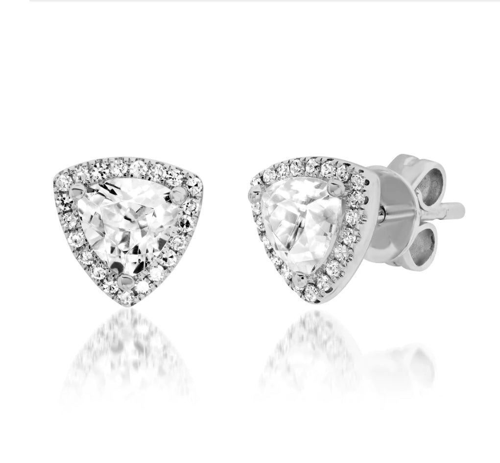 Samira 13 Topaz Triangle Diamond Halo Earrings