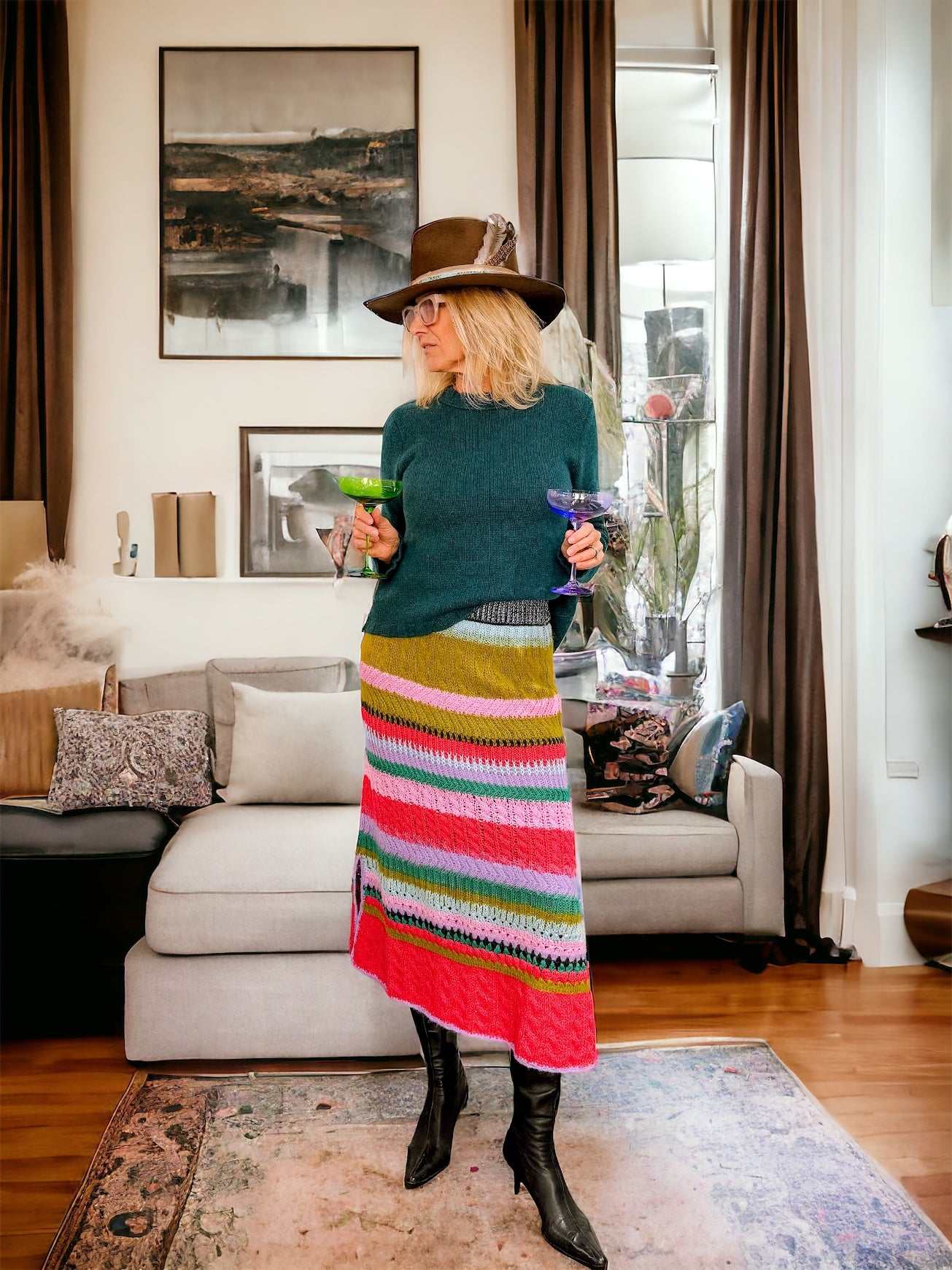 Lingua Franca Ashby Multi Stitch Skirt - The Posh Peacock