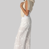 Fleur Cotton Pant in White