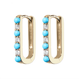 Diamond/Turquoise Small Paperclip Earrings