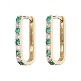 Diamond/Emerald Small Paperclip Hoop Earrings