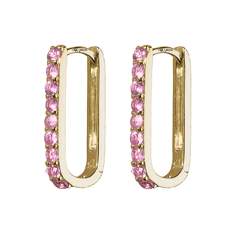 Pink Sapphire Small Paperclip Hoop Earrings - The Posh Peacock