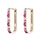 Diamond/Pink Sapphire/Ruby Small Paperclip Hoop Earrings