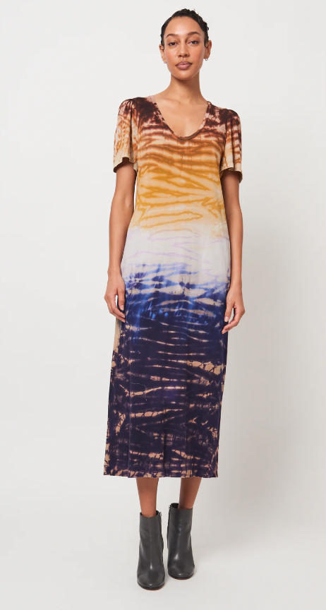 Raquel Allegra Rainbow Hues Flutter Dress - The Posh Peacock