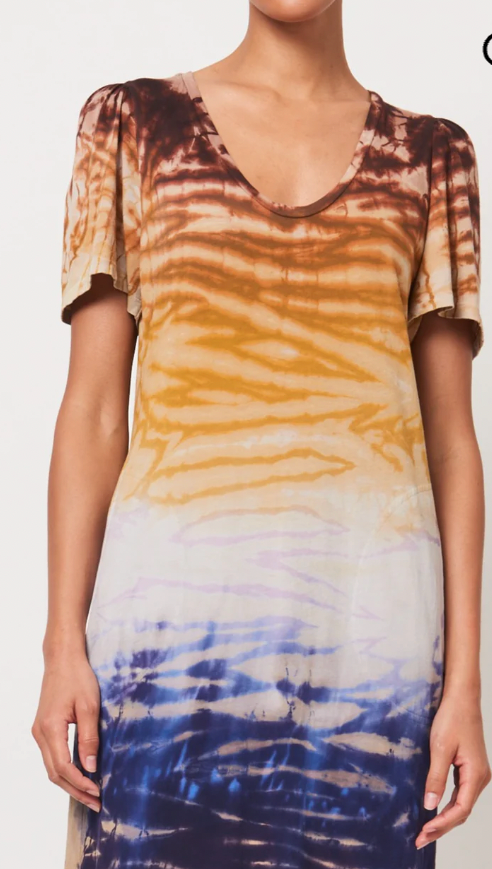 Raquel Allegra Rainbow Hues Flutter Dress - The Posh Peacock