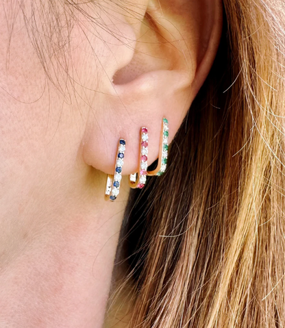 Lee Jones Collection Diamond/Sapphire Small Paperclip Hoop Earrings