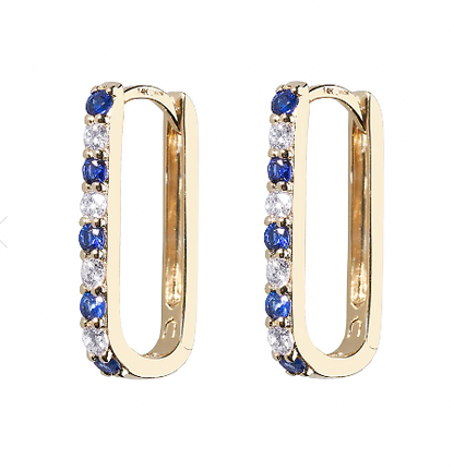 Lee Jones Collection Diamond/Sapphire Small Paperclip Hoop Earrings