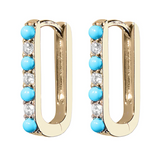 LJC 843 Diamond/Turquoise Small Paperclip Earring - The Posh Peacock