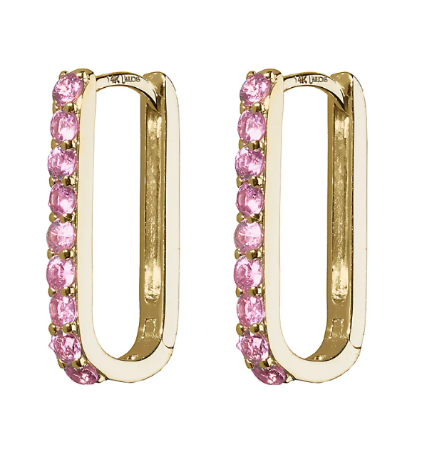 Lee Jones Collection Pink Sapphire Small Paperclip Hoop Earrings