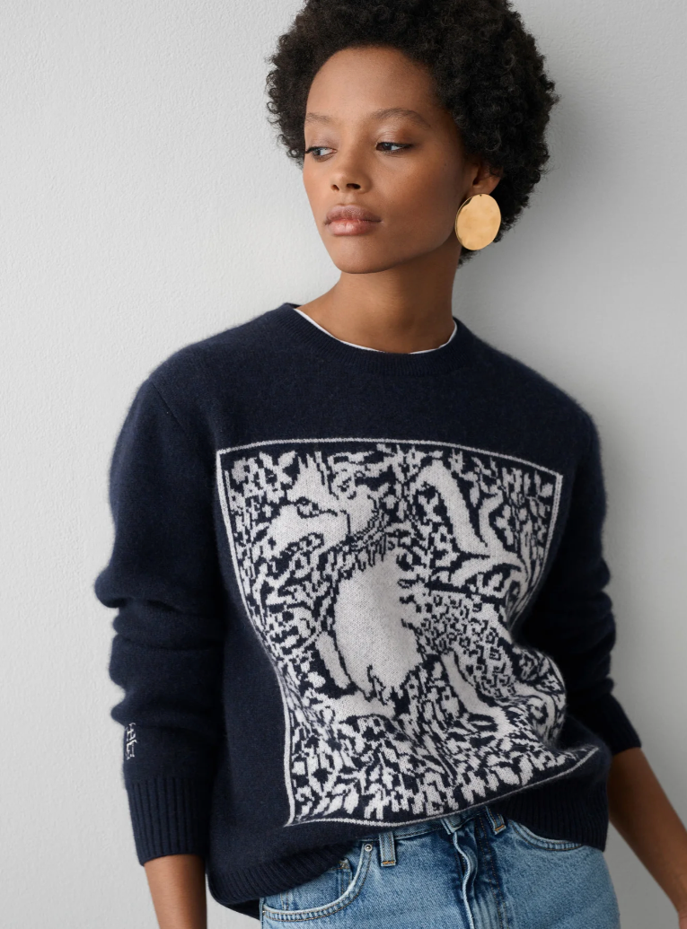 White + Warren Tapestry Dragon Crew Neck - The Posh Peacock